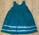 Vintage Tie Dye Teal   White Toddler Girl Dress Size 18 Mo Empire Waist Jumper