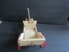 Antique Vintage Wood Horse Pulling Cart Buggy Toy Metal Wheels Painted Details
