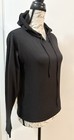 Pink Rose Black Pullover Hoodie Top Long Sleeves Knit Lightweight Stretch S