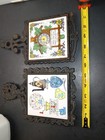 2 Vintage Japan Mcm Ceramic Tile Cast Iron Footed Trivets Pics 