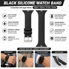 Black Silicone Watch Band Strap 38mm 40mm 41mm 42mm Compatible Apple Watch Sport
