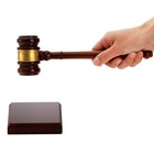 Brown Wooden Gavel And Block Set  Handcrafted Wood Hammer Court