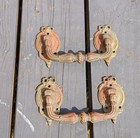 Antique Pair Heavy Cast Brass Hearse Or Casket Backplates With Bail Handles 1880