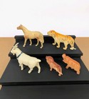 Vintage Lot Of 5 Celluloid Animals Figures Goat Horse Tiger Hippo Lion 2 5-4 