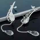 2x Elegant 925 Sterling Silver Jewelry Earrings Crystal Angel Wings Women Stud