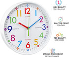 Learning Clock For Kids - Telling Time Easily  Non-ticking  Battery Operated  Si