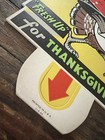 Vintage 7up Soda Thanksgiving Cardboard Advertising Display Topper Sign