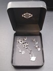 Sterling Silver Womens Necklace   Earring Set Harley-davidson Logo Design