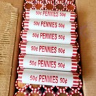     Bank Sealed Penny Rolls     6 Full Rolls  300 Pennies  Unsearched Estate Find      