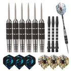 6x Steel Tungsten Tip Darts Barrel Aluminium Shafts Professional Dart Flight Set