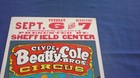 Nos Clyde Beatty Cole Bros Circus Poster Tigers Elephants Clown