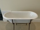 Vintage Signed Hungarian Porcelain Baby Bath Tub W stand  Garden Planter  Real