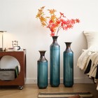 Glazed Metal Vase Decoration Home Droplet Shaped Aqua Blue Metal Vase 3piece Set