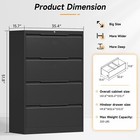 Metal Vertical File Storage Cabinet 4 Drawer Filing Cabinet With Lock For Office