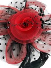 Red black Feather Mesh Fascinator Hat Clip band Wedding Tea Cocktail Party