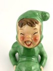 Vtg 50s-60s Kitschy Green Laughing Pixie Elf Japan Porcelain Figure Christmas