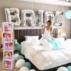 96 Pc Bridal Shower Decorations Balloon Boxes White- Transparent Block With B   