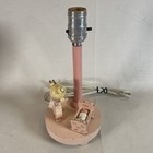 Vtg Irmi Plastics Nursery 10  Wood Lamp Pink Mother   Child Cradle Tested Works