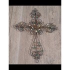Rustic Wire Cross Wall Decor With Natural Stone Chip Accents Handmade Christian