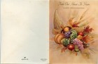 Vtg Hallmark Happy Thanksgiving Greeting Card Cornucopia Our House Yours  1960s