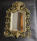 19th C  Victorian Brass Wall Mirror With Bacchus Antique