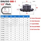 08b-1 1 2  Pitch Roller Chain Sprocket C45 Steel 10-20 Tooth 10-40mm Bore Black