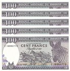 Rwanda 100 Francs 1989  Unc  20 Pcs Lot  P-19  Prefix Z