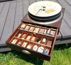 Antique Boye Needle Co Rotary Needle Shuttle   Bobbin Dispenser Case With Base