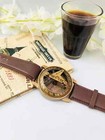 Stamped Wrist Compass For Navigation Nautical Brass Sundial Clock Leather Strap