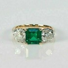 Asscher Cut 3 20 Ct Green Emerald Art Deco Vintage Ring 14k Yellow Gold Finish