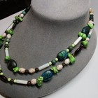 Multi-gem Rock Stone Sterling Silver Necklace Turquoise Chrysocolla Tiger Eye 