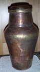 Antique Hand Hammered Copper Lidded Urn 10  Dovetailed Bottom Primitive Folk Art
