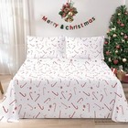 Christmas Sheets Set Size holiday White Christmas Candy Cane Xmas King Red