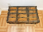 Vintage Wood Steamer Trunk Chest Coffee Table Storage Box Antique Decor Brown Pa