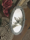 Vintage Mirror French Cherubs Small 9  T Silver Plate Table Swivel Vanity Shabby
