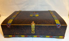 Vtg Ornate Empty 1847 Rogers Bros Silverware Wood Chest W Royal Blue Felt Liner