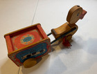 Vintage 1950s Fisher Price Wooden Musical Duck Pull Toy W  Replaced Pull String
