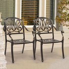 Set Of 2 Patio Cast Aluminum Dining Chair Outdoor Garden Armrests Stackable Seat