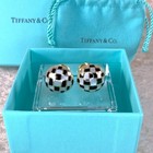 Tiffany   Co  18k 750 Yellow Gold Mother Of Pearl And Onyx Mosiac Cufflinks With