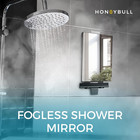 Fogless Shower Mirror Anti Fog Shaving Mirror Wall Mount W Razor Holder