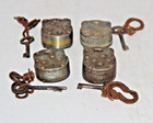 Lot Of 4 Antique Iron Brass Pad Locks Original Old Hand Crafted Working With Key