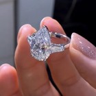 4 36 Tcw Pear Cut Moissanite Three Stone Engagement Ring 14k White Gold Plated