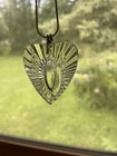 Vtg Sterling Silver Signed Waterford Crystal Heart Pendant Necklace 24    Chain