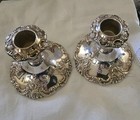 2 Baroque By Wallace Silversmiths 750 Candlestick Holders 3 5  Silverplate 