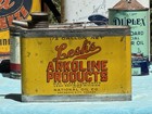 Vintage Early Rare Metal Leshs Arkoline Square Motor National Oil Can Gas Kansas