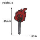 Gothic Style Burning Skull Match Stick Brooch Hard Enamel Jewelry Brooch