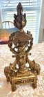 Antique Brass Andirons 1920s Louis Xvi French 13    Fireplace Vtg Statue Heavy