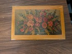 Vintage Decoupage Floral Cedar Trinket Box Jewelry Chest Footed Keepsake