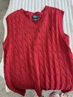 Polo By Ralph Lauren Boys Xl Red Cotton Cable-knit V-neck Sweater Vest