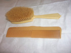 Vintage Bakelite Comb And Hairbrush Set Hand Painted